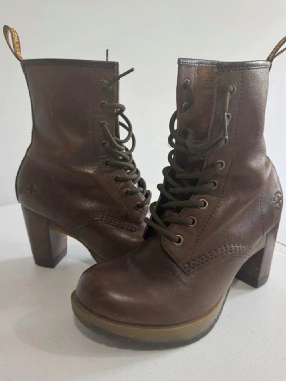 Dr. Martens Brown Lace-Up Heeled Ankle Boots